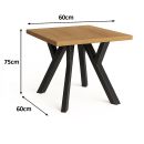 Nr. 9 Stół 60x60 blat do kantu grub. 36mm Loft Industrial